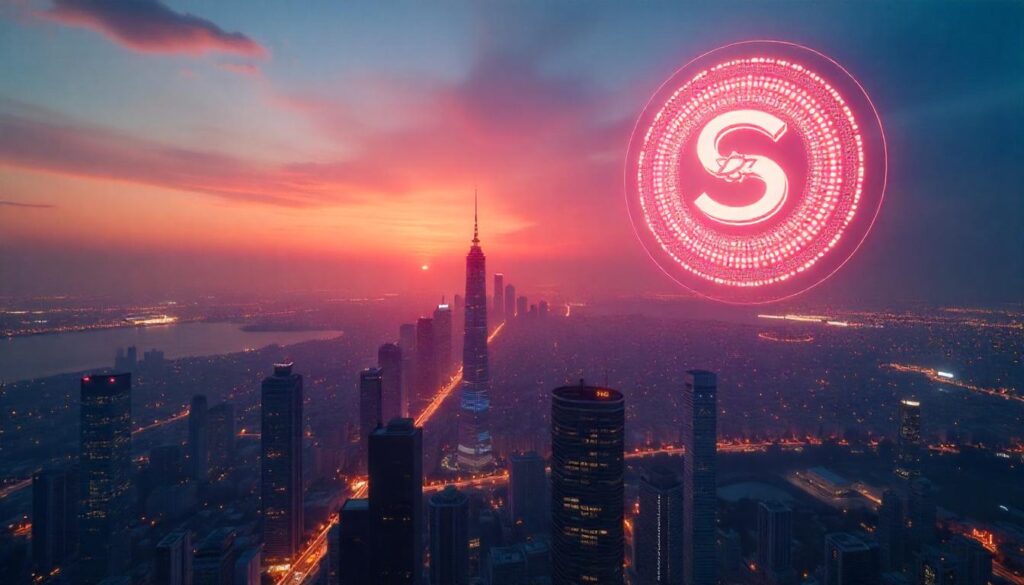 Logotipo da Solana destacando a blockchain que impulsiona a escalabilidade com parcerias estratégicas e o projeto Firedancer.