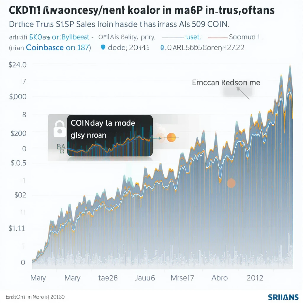 Gráfico de valorização das ações da Coinbase, representando a presença dos criptoativos no S&P 500